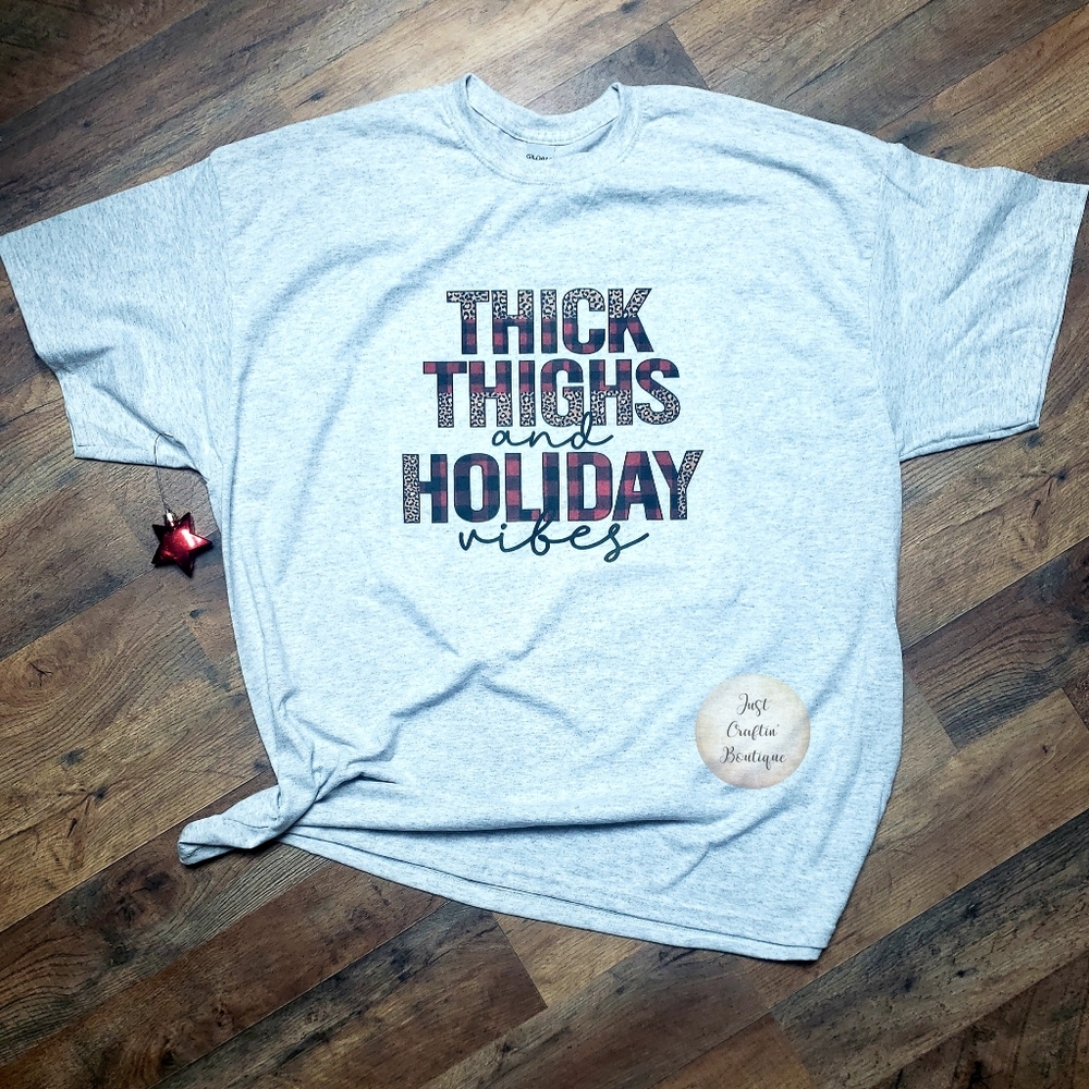 Thick Thighs and Holiday Vibes // Buffalo Plaid / Leopard / Christmas Shirt